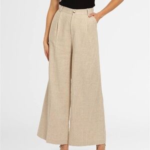 MINK PINK  Roberta Wide Leg Pants linen tan
